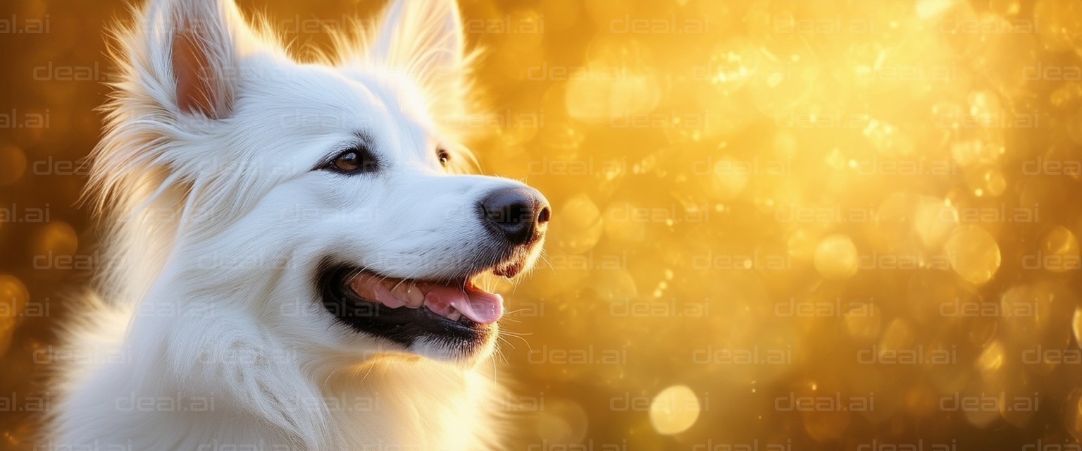 Golden Glow and a Happy White Dog