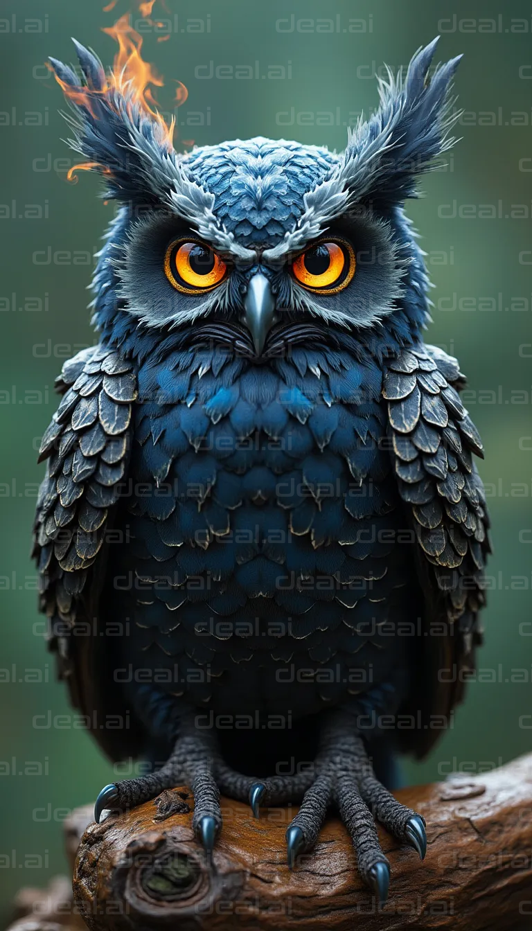 Fiery-Eyed Blue Owl Perched