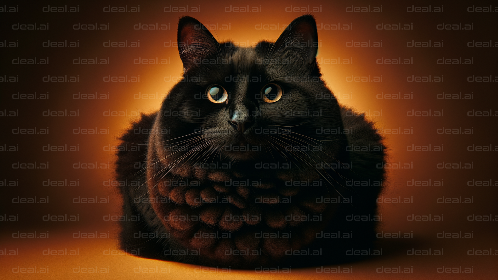 "Majestic Black Cat in Glow"