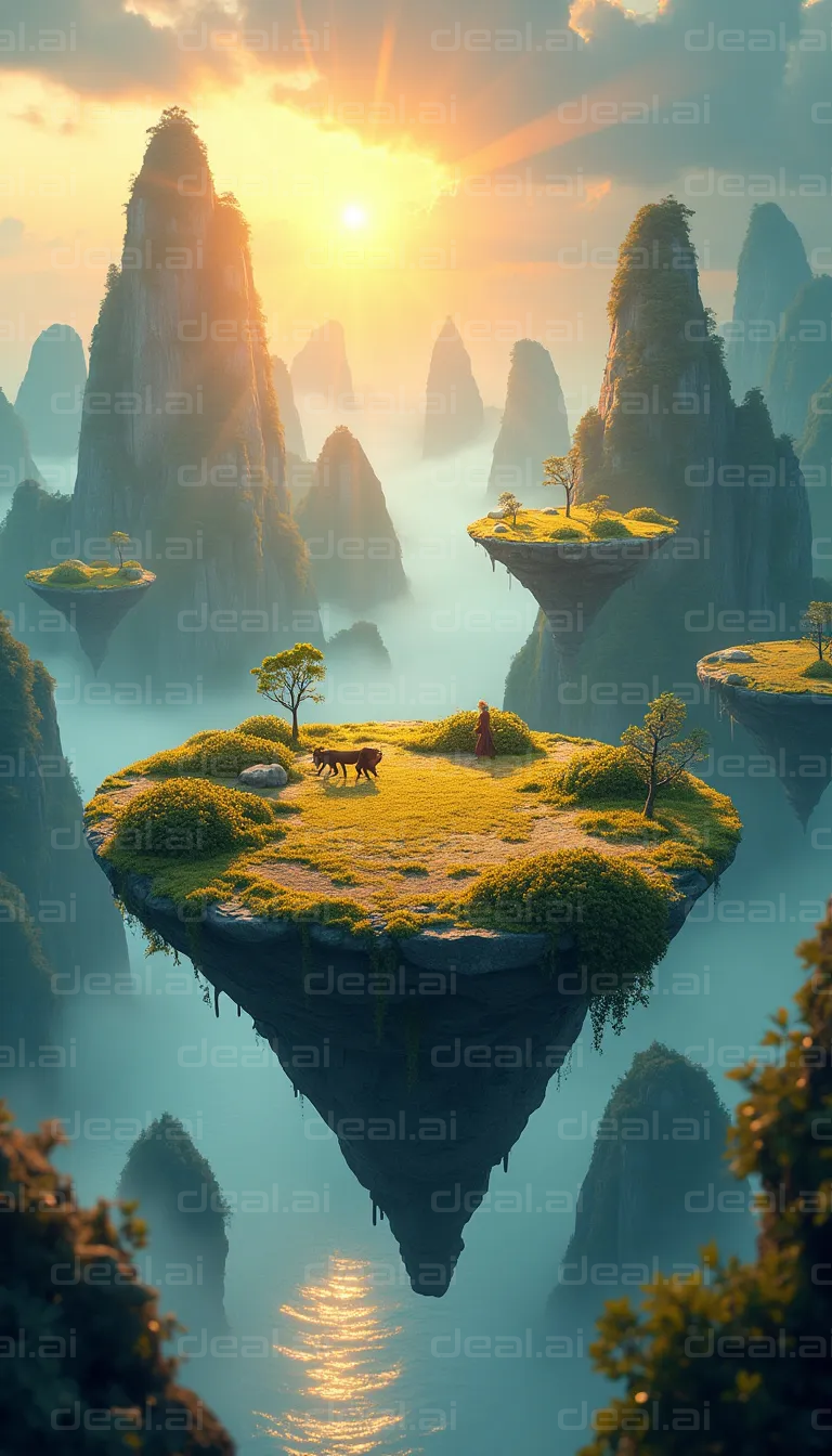 "Floating Islands at Sunrise"