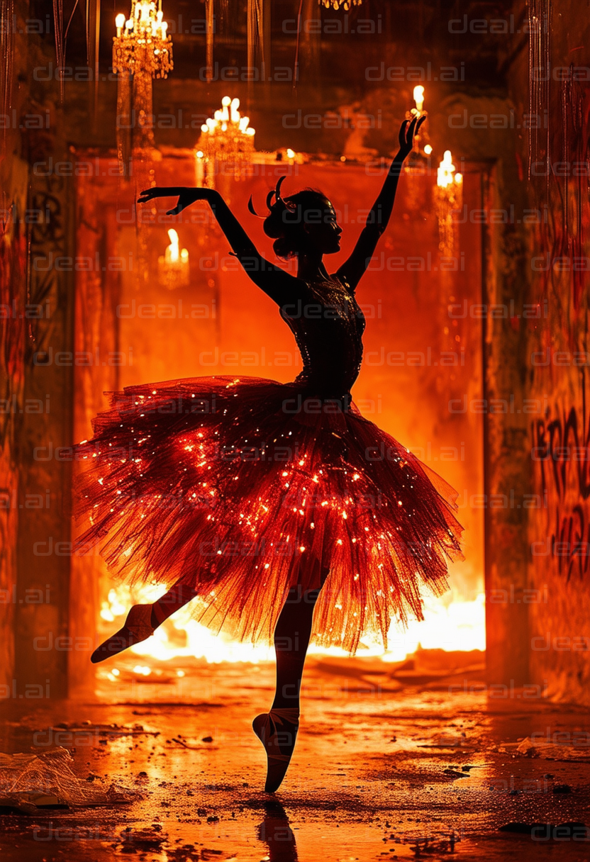 Ballerina in a Fiery Performance