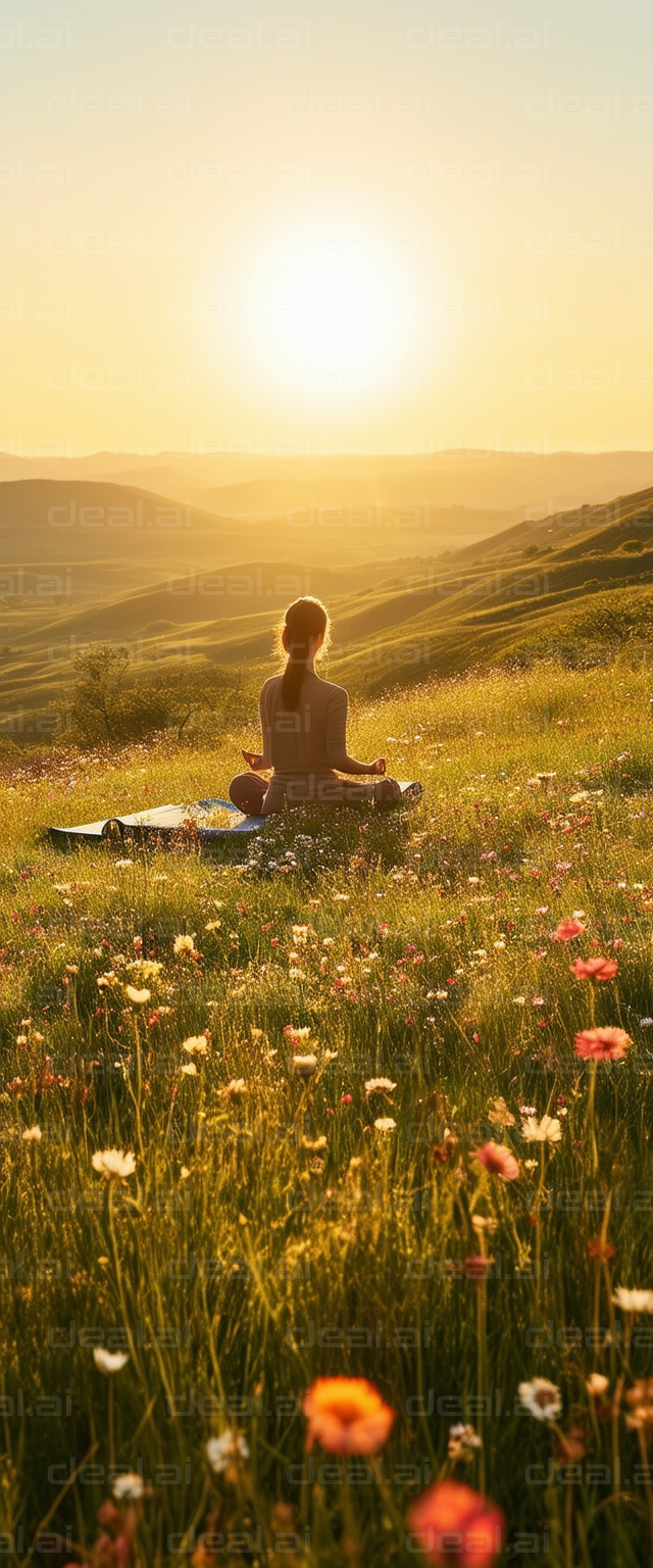 Sunrise Meditation in Blooming Field