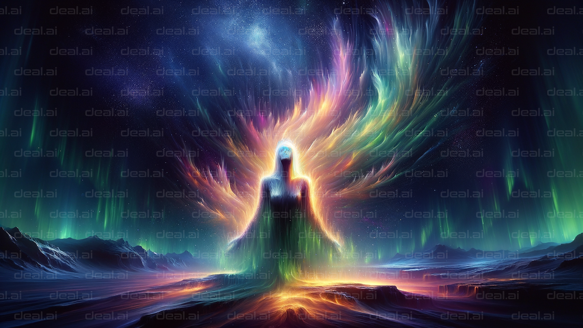 Celestial Awakening in Aurora Glow