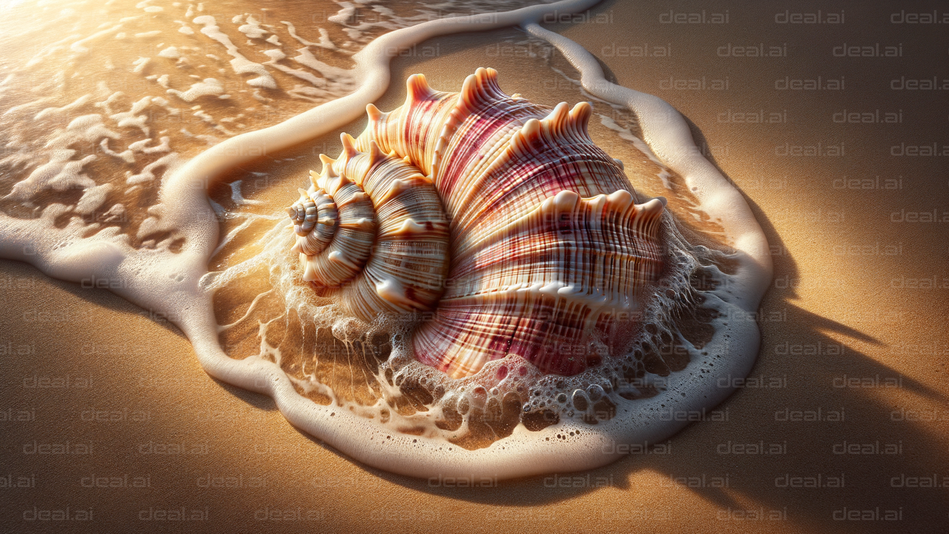 Seashell in Foamy Tides