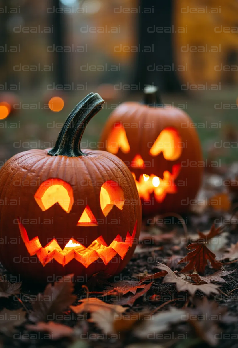 "Glowing Jack-O'-Lanterns in the Dark"
