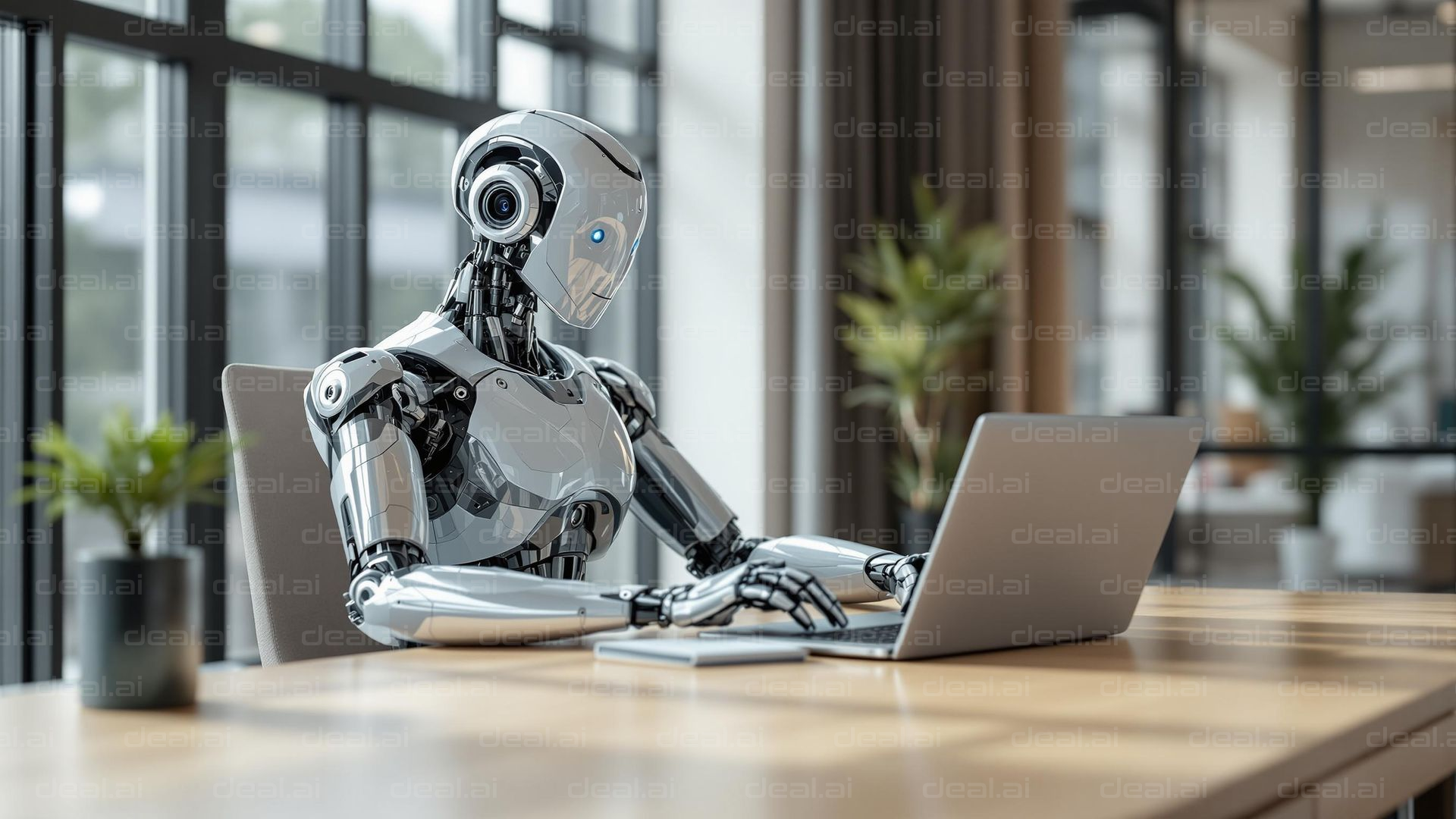 Robot at Work on Laptop
