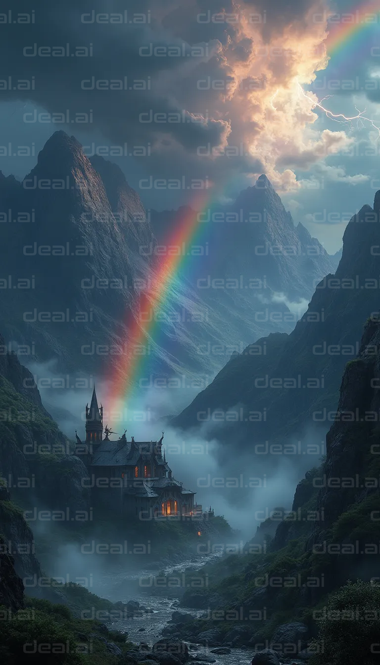 Mystical Castle Under the Rainbow