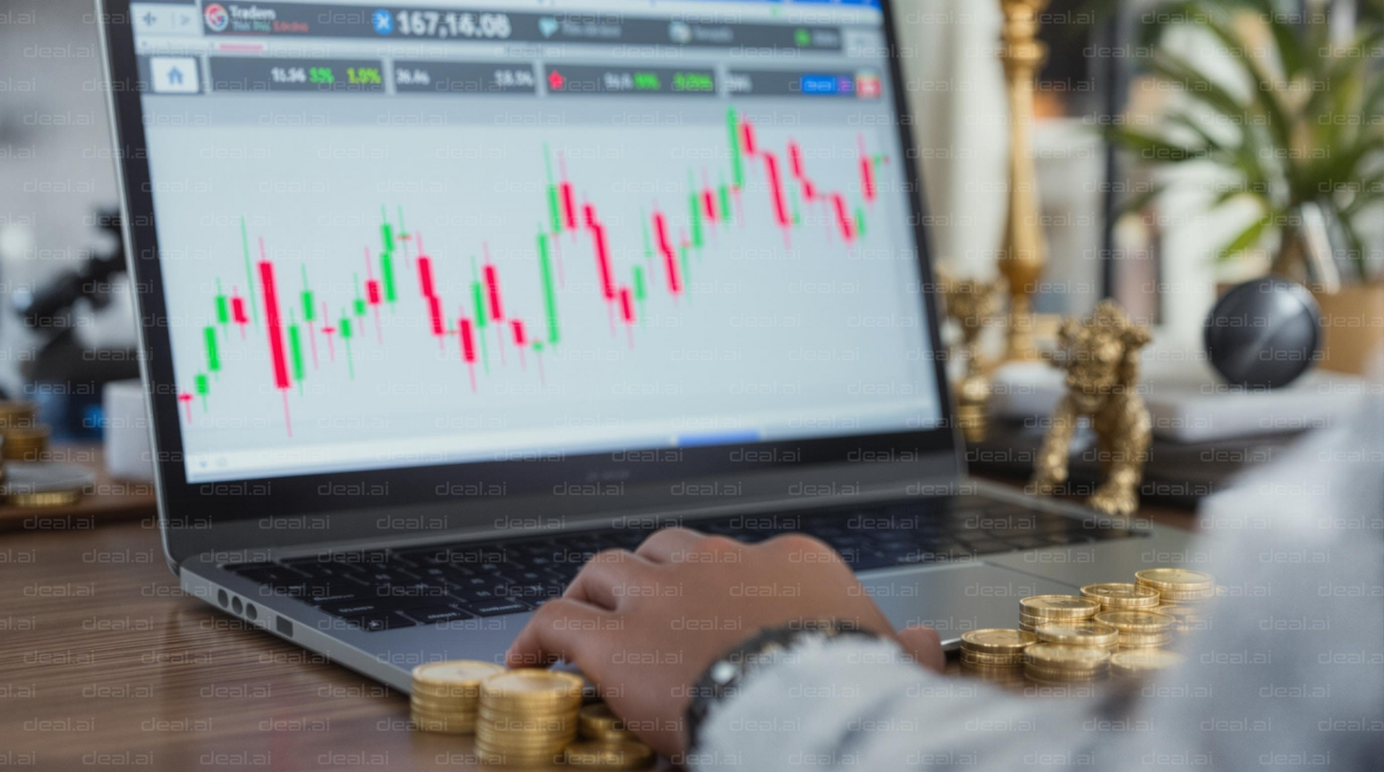 Cryptocurrency Trading on Laptop