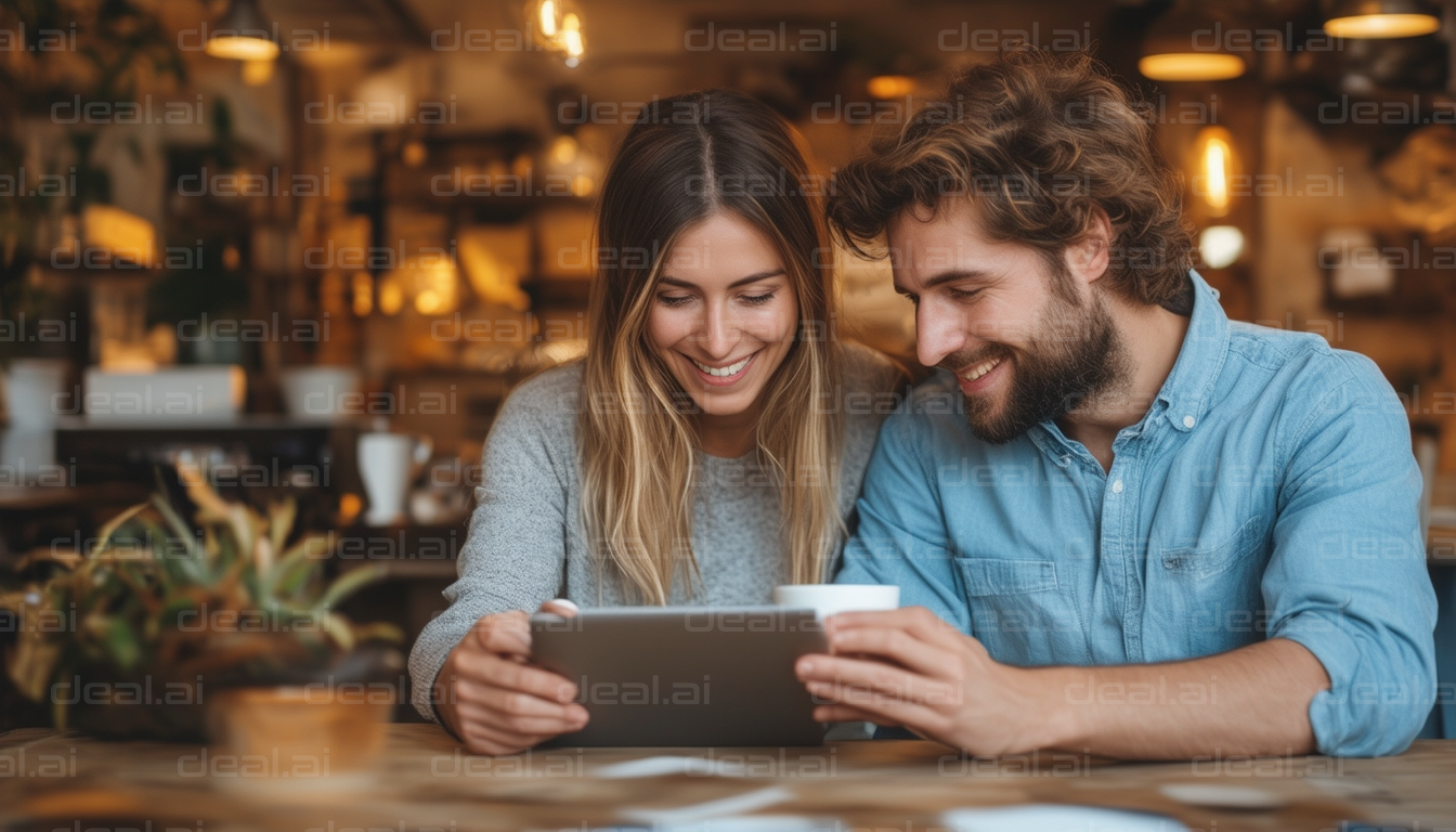 Happy Couple Enjoying Tablet Together