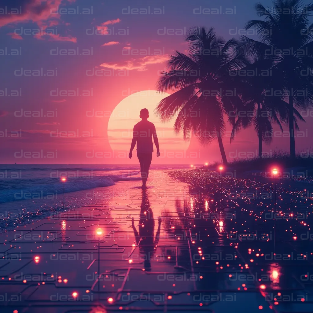"Digital Twilight Walk on the Beach"
