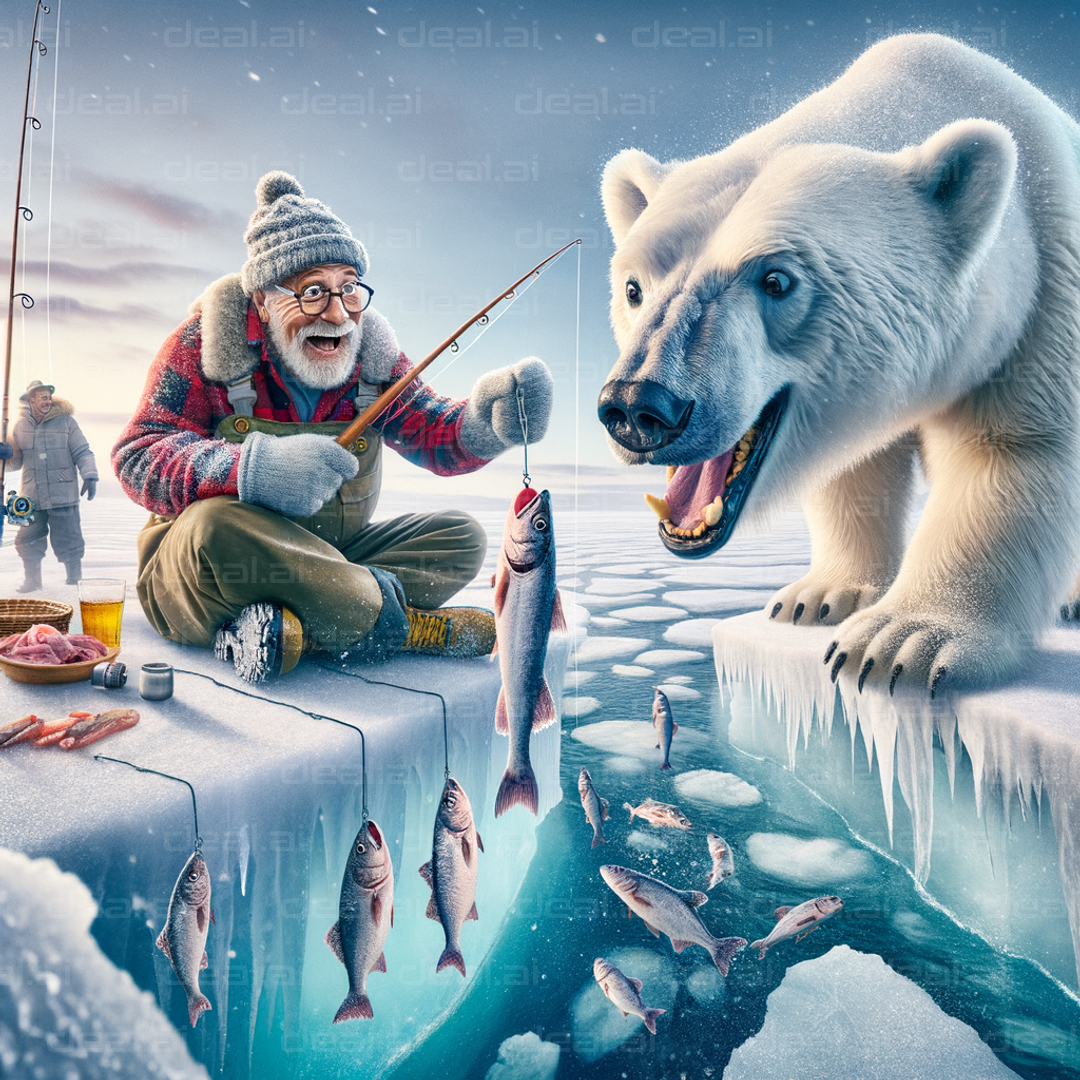 Ice Fishing Adventure with Polar Bear