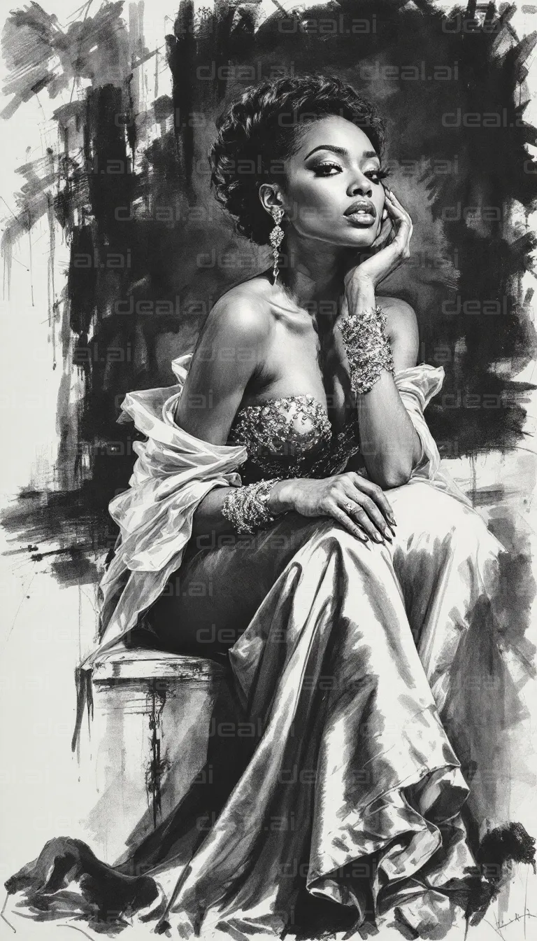 Elegant Portrait in Charcoal Artistry