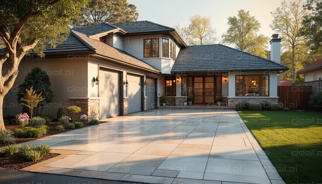 Elegant Modern Suburban Home at Sunset
