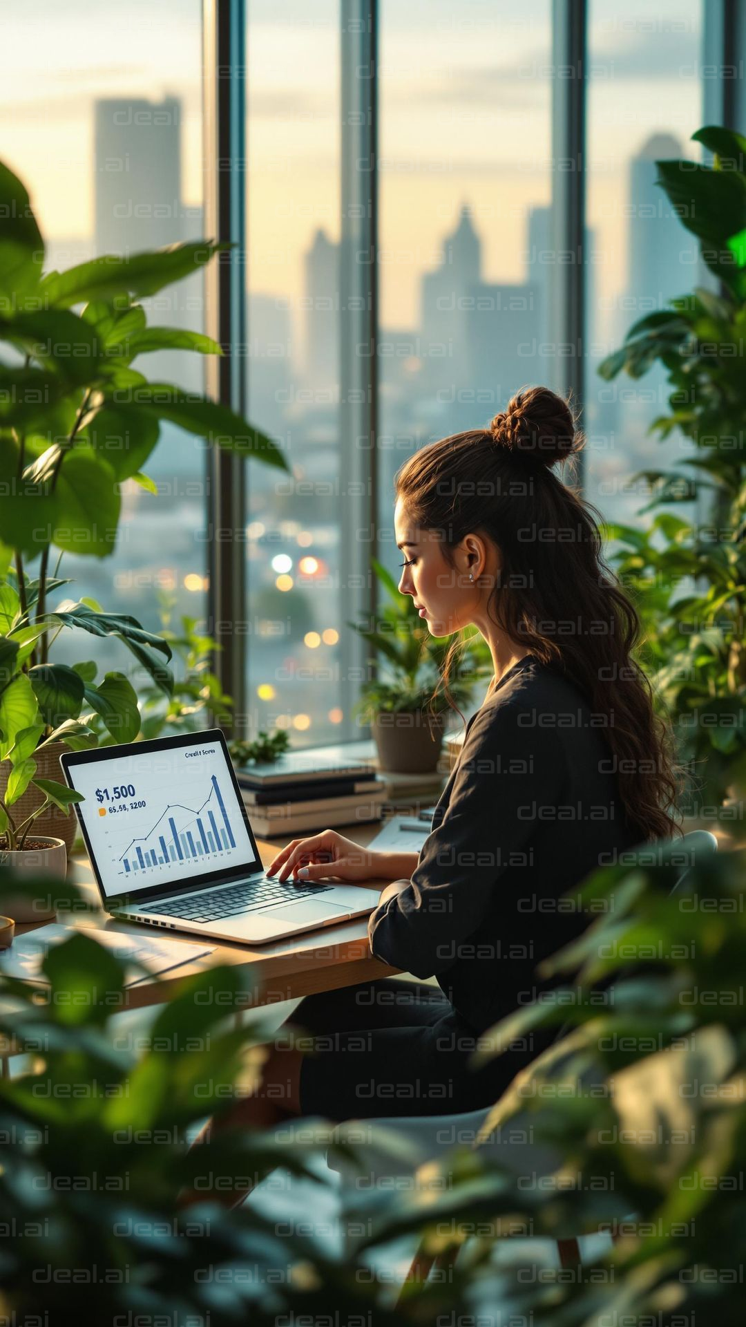 Urban Office Oasis: Focused Work Day