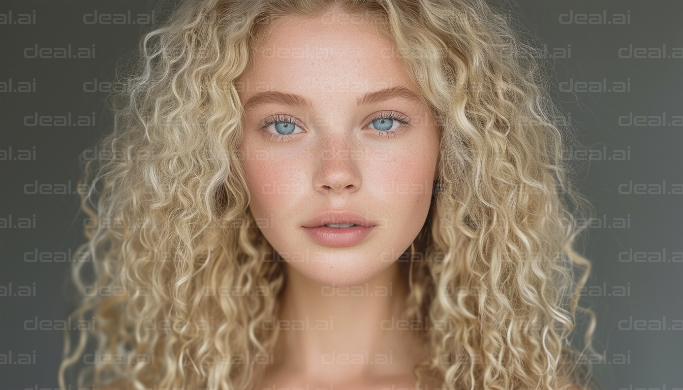 Curly Hair and Blue Eyes Portrait