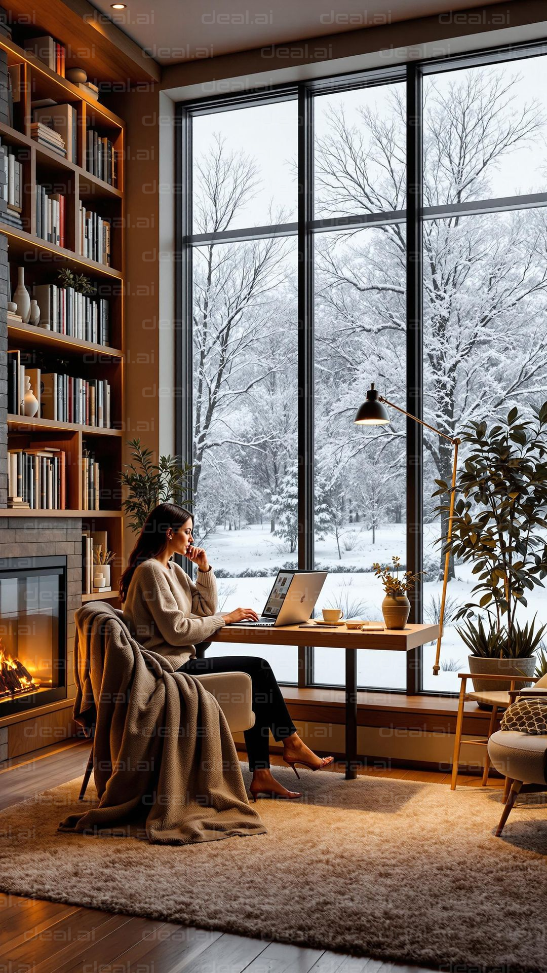 Cozy Winter Workspace by the Window