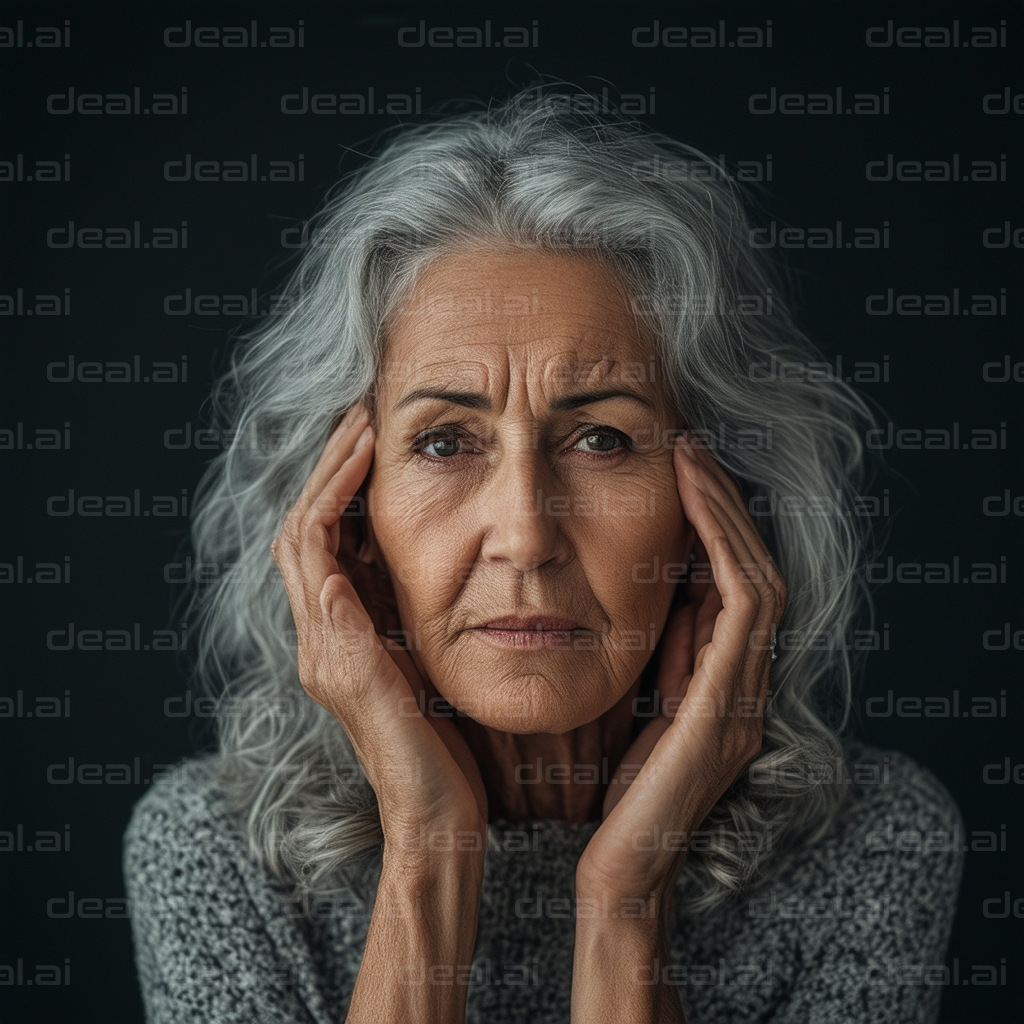 "Pensive Elderly Woman with Gray Hair"