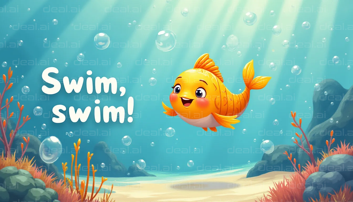 "Happy Fish Swimming in the Ocean"