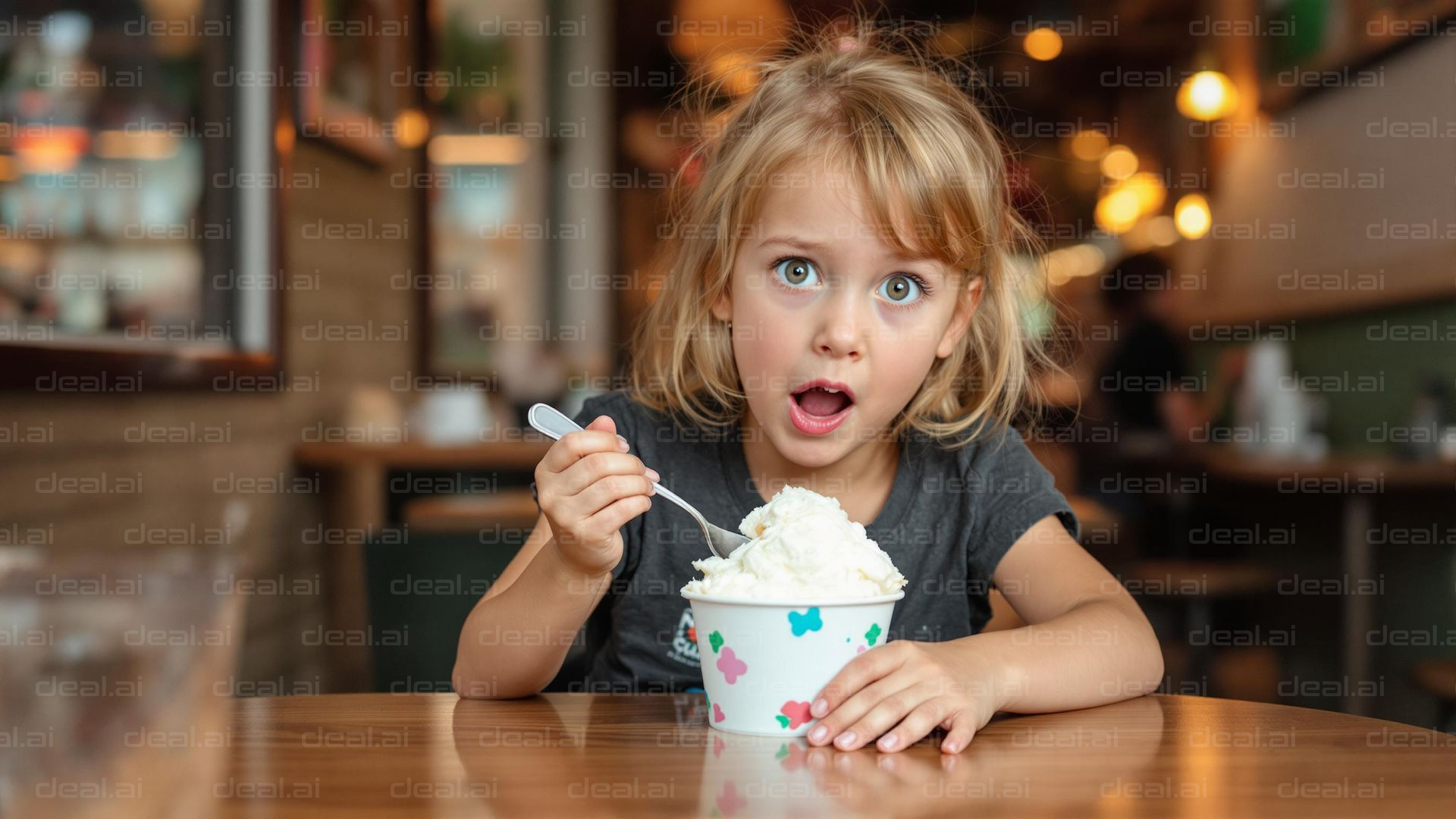 Surprised Kid with Ice Cream Cup
