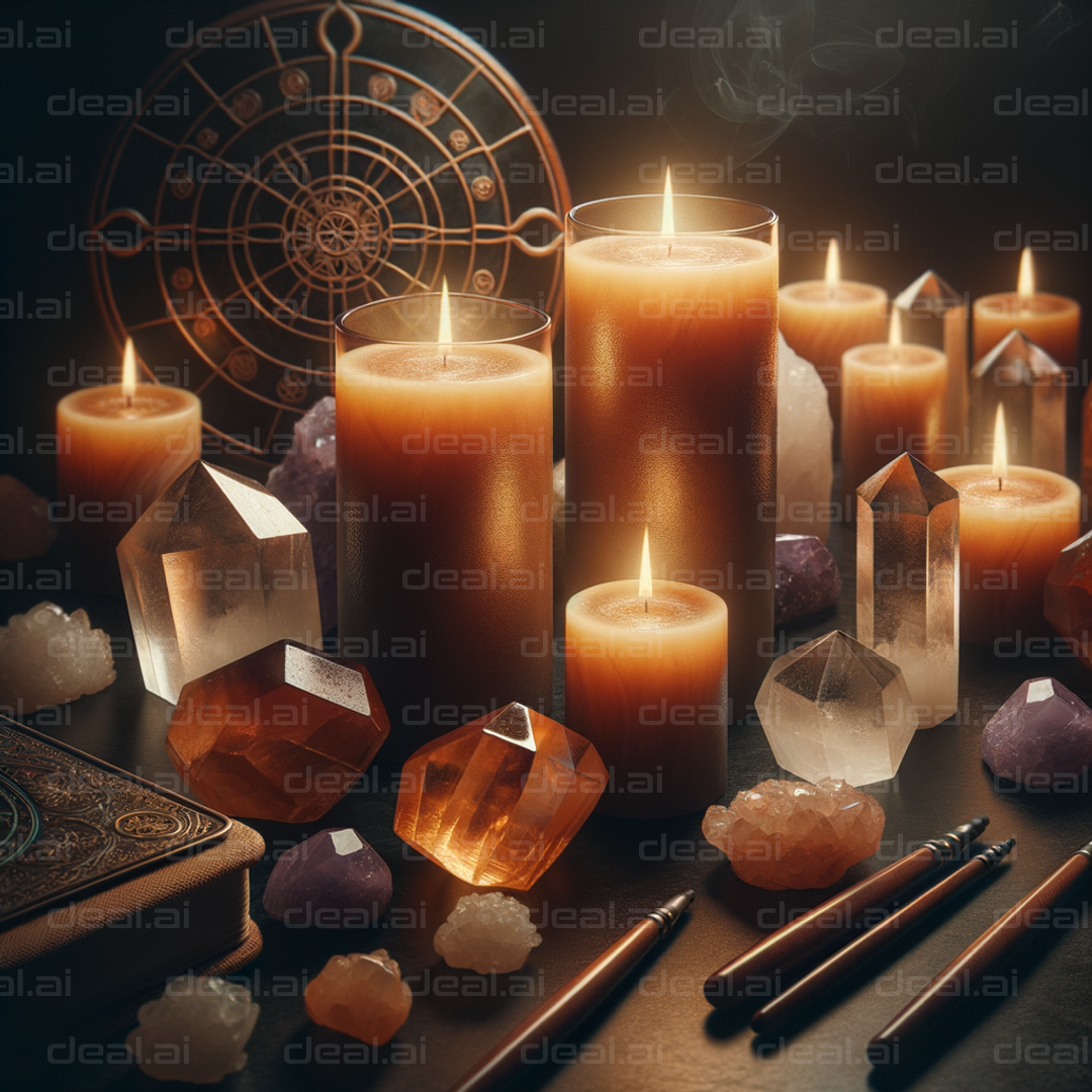 Mystical Candles and Crystals Aglow