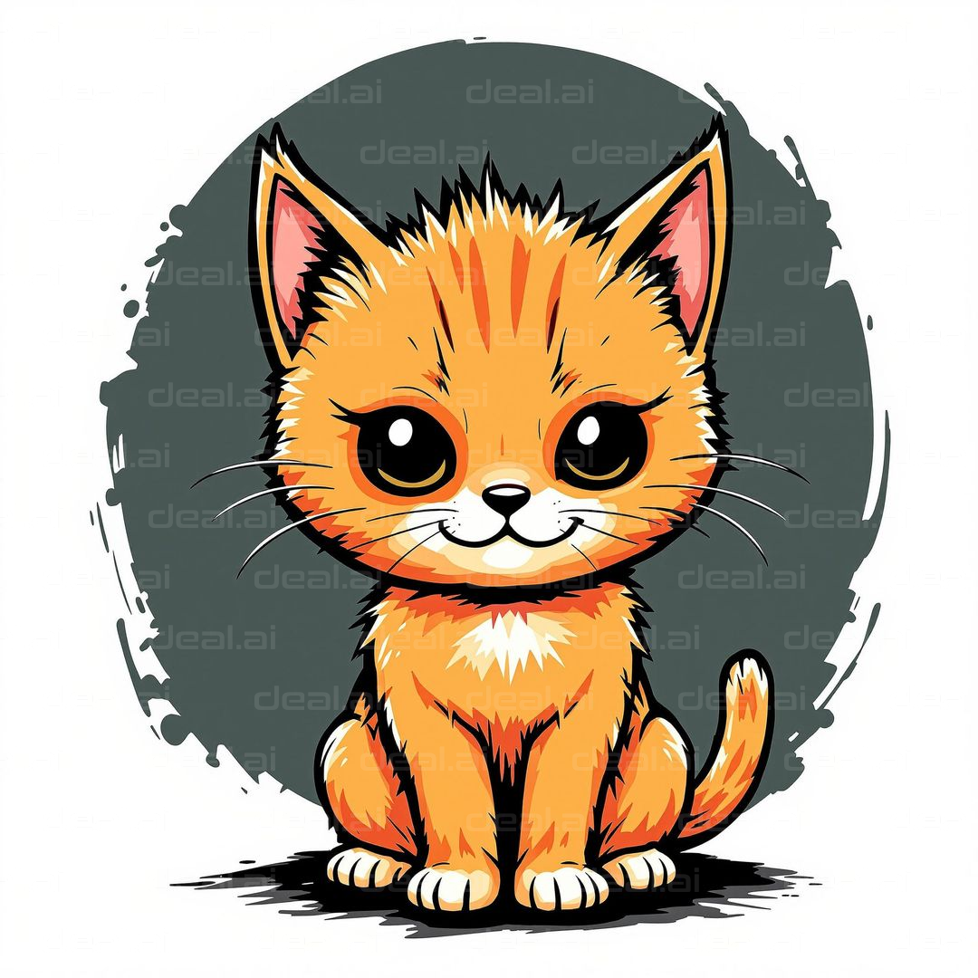 "Adorable Cartoon Orange Kitten"
