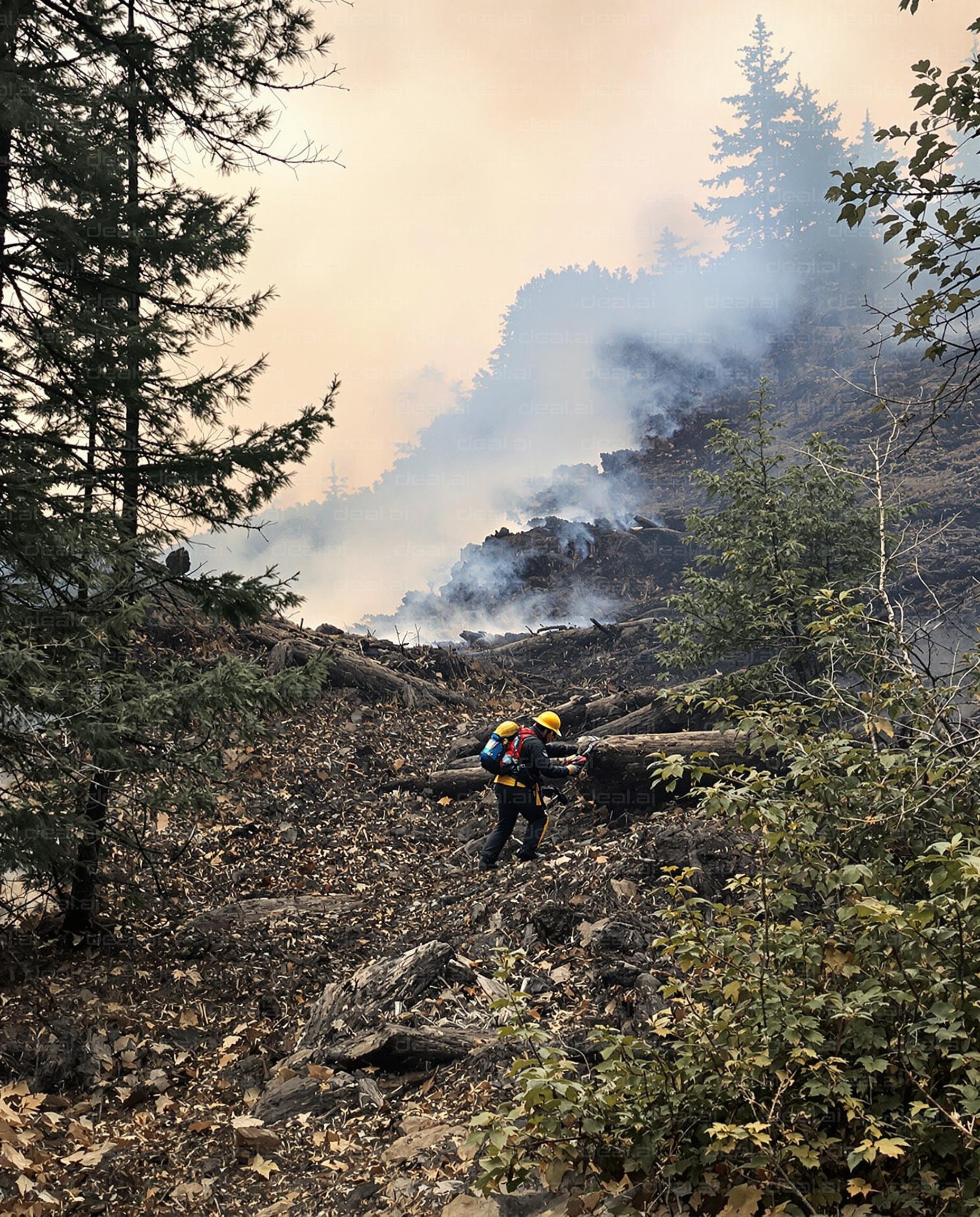 Brave Firefighter in Action