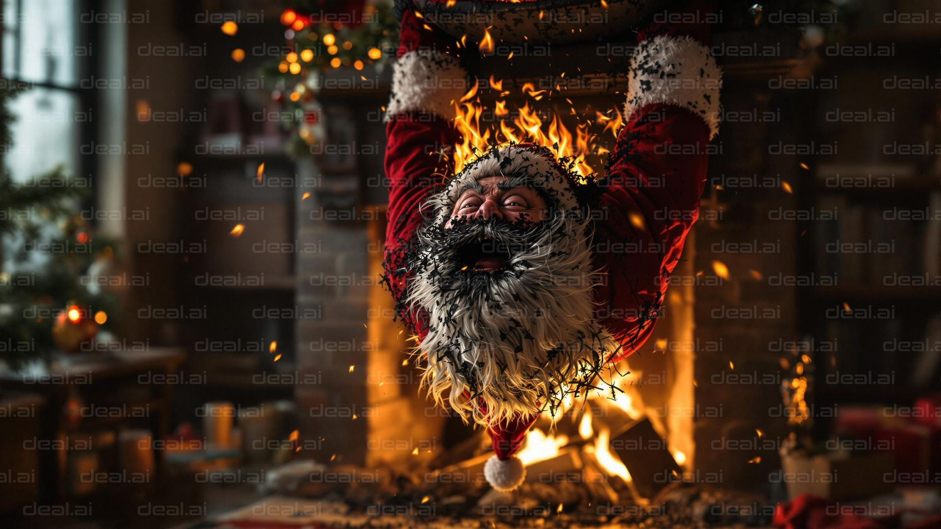 Santa's Fiery Escape Down Chimney!