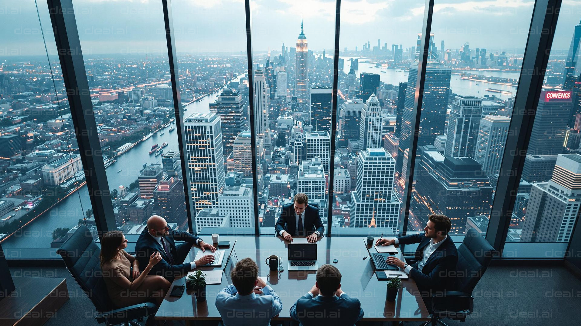 Skyline View from Boardroom Meeting