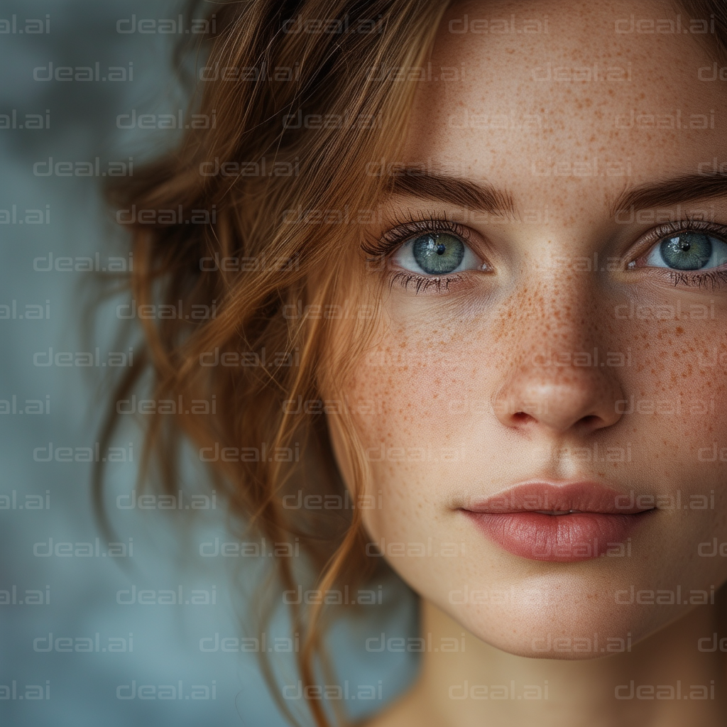 Freckled Beauty Close-Up Portrait