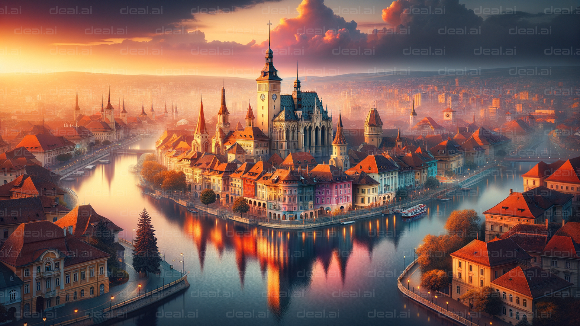 "Dreamy Evening in a Historic Town"