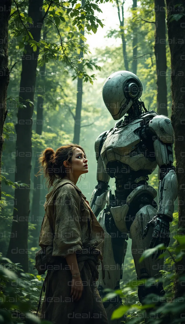 "Robot and Human: Forest Encounter"