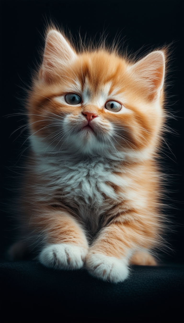 Adorable Orange Kitten Staring Ahead