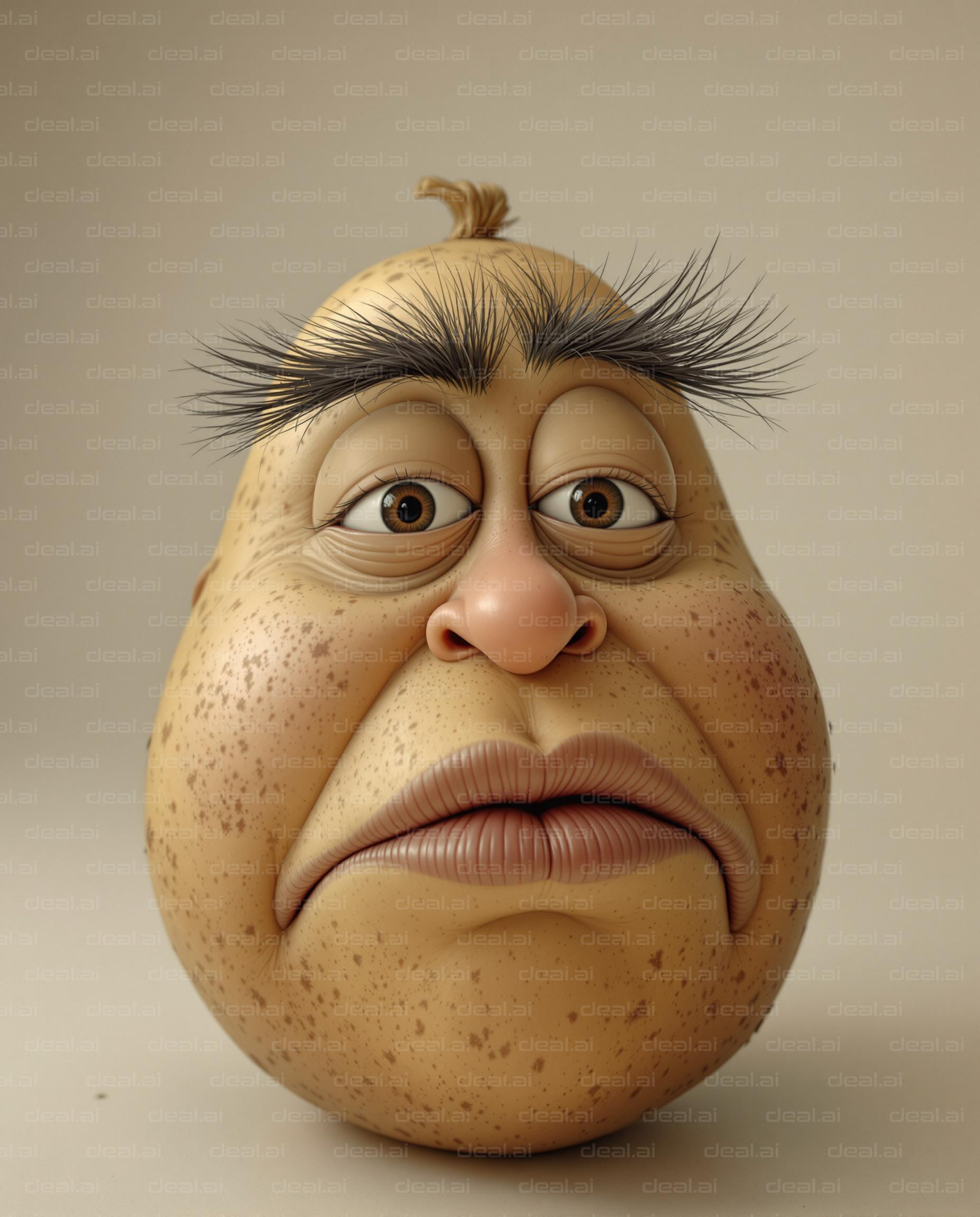 "Pensive Potato Character"