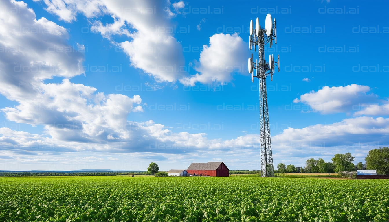 "Cell Tower Amidst Rural Farmland"