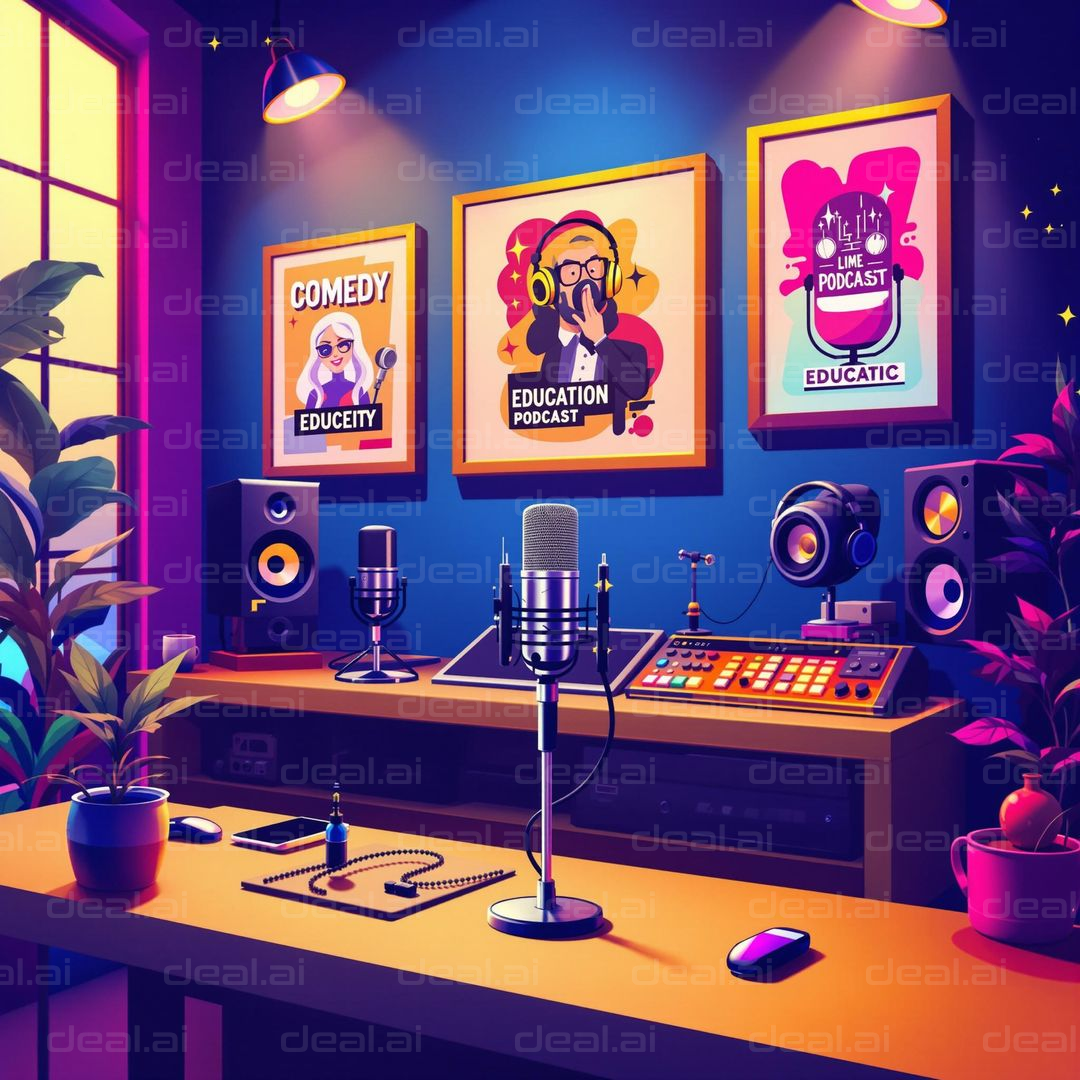 Cozy Podcast Studio Setup