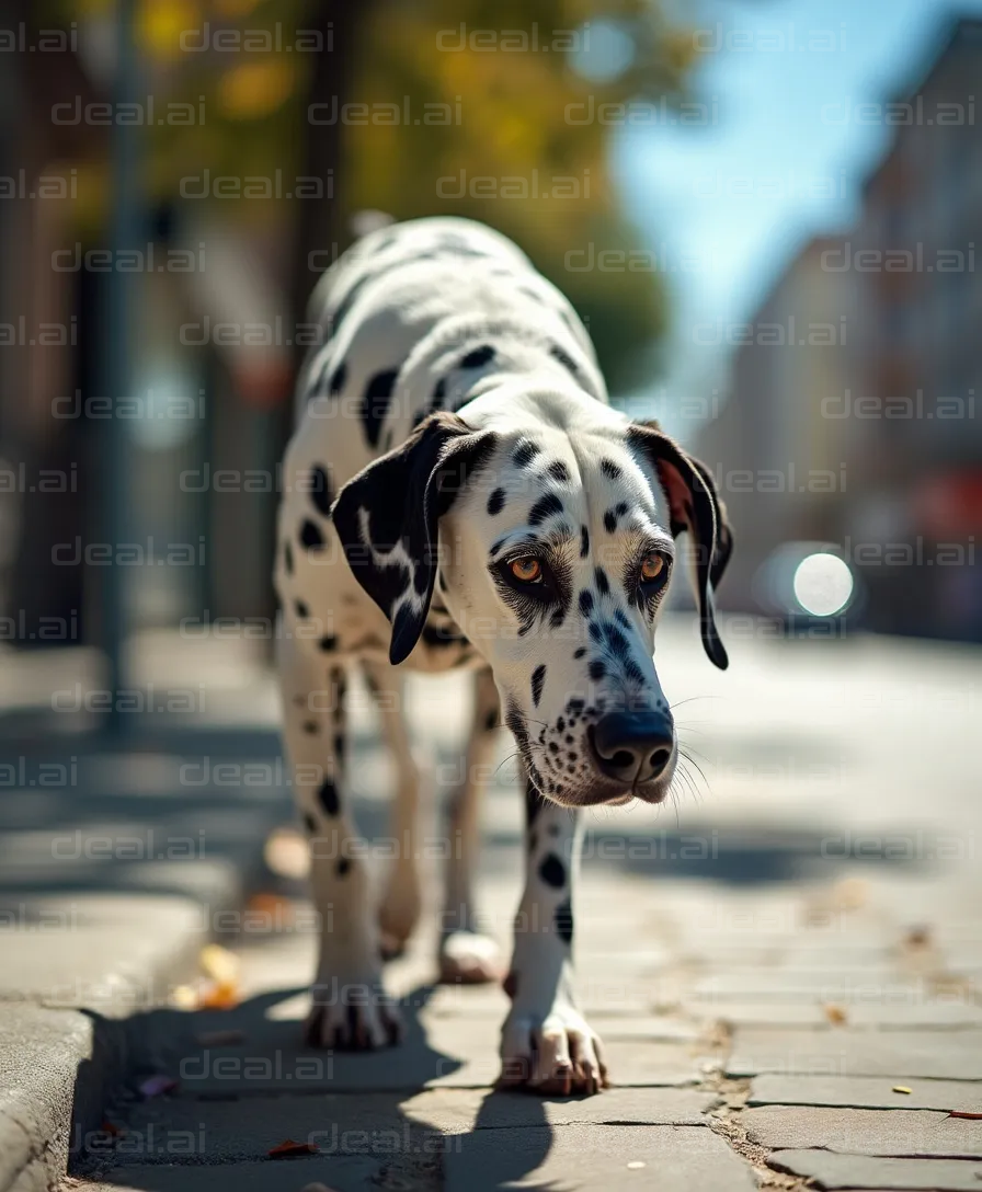 Dalmatian Strolls Down the Street