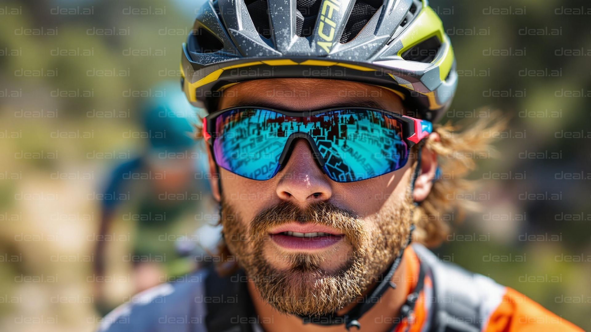 Cyclist in Reflective Sunglasses