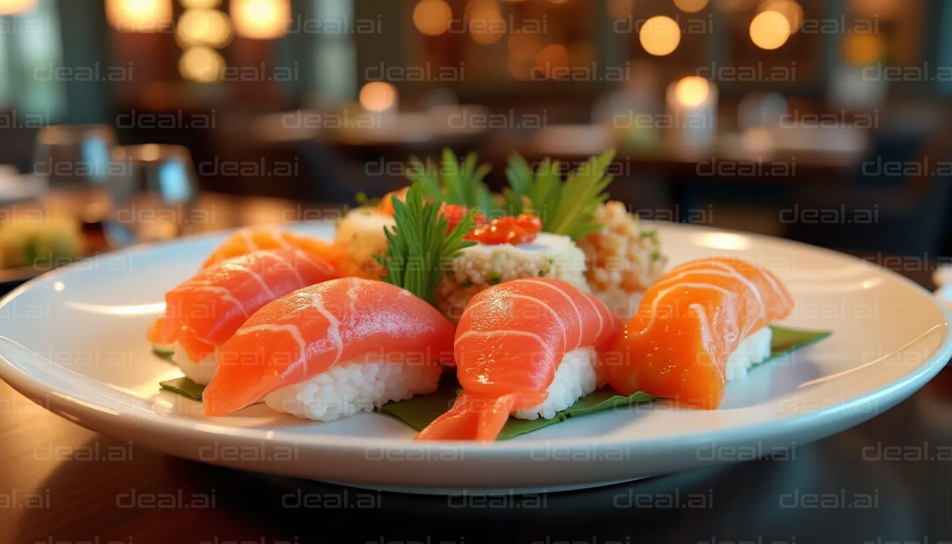 Salmon Nigiri Delight on a Plate