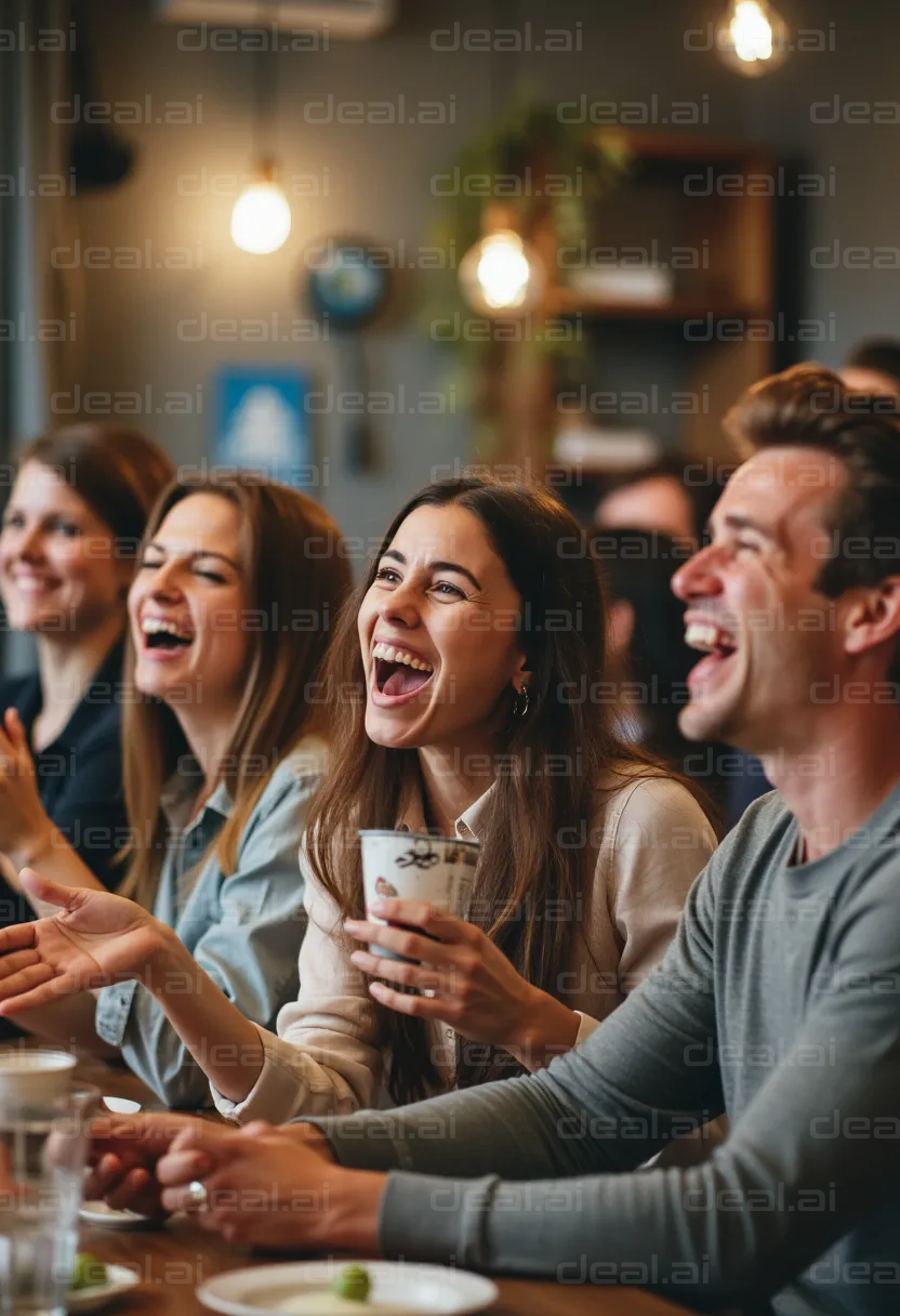 Friends Sharing a Laugh at a Café