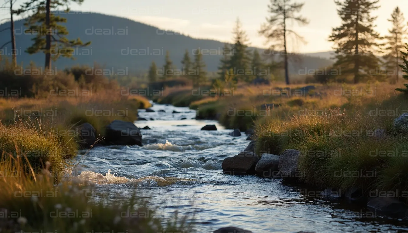 Tranquil Stream at Sunset