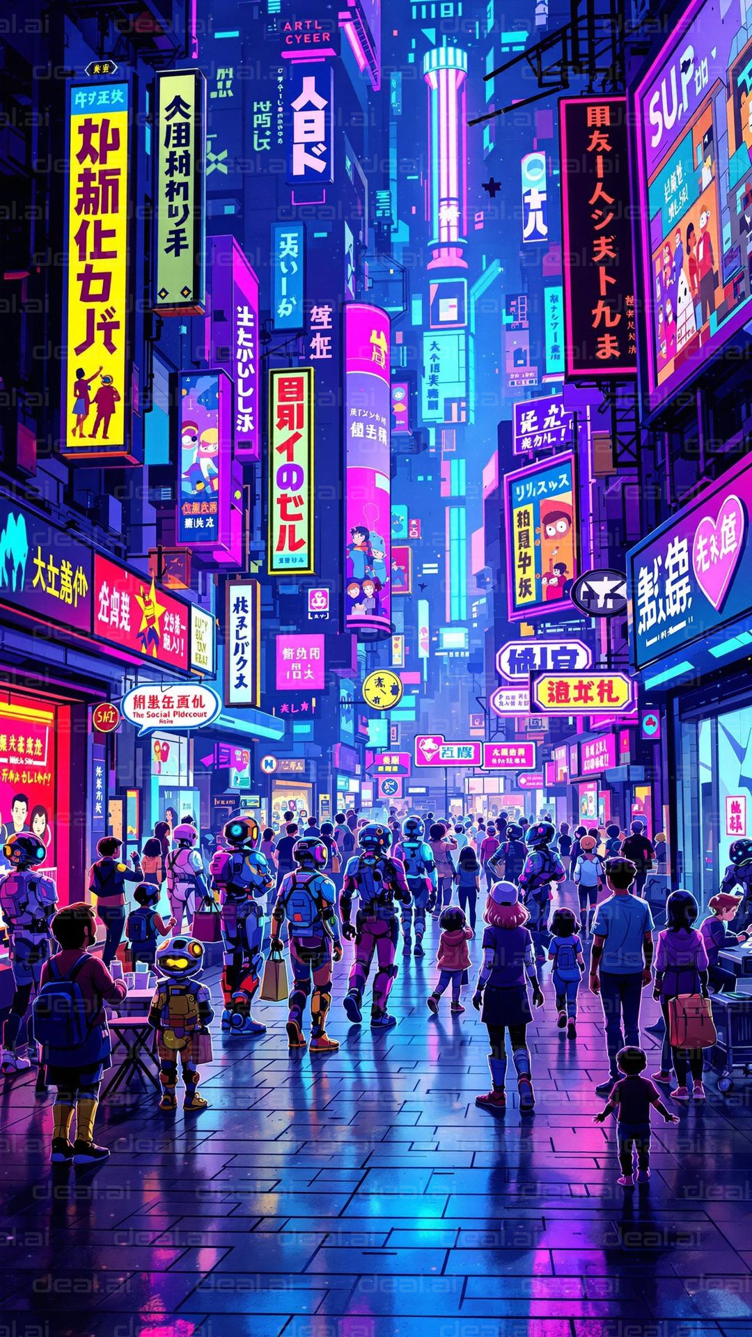 Futuristic Neon Cityscape Adventure