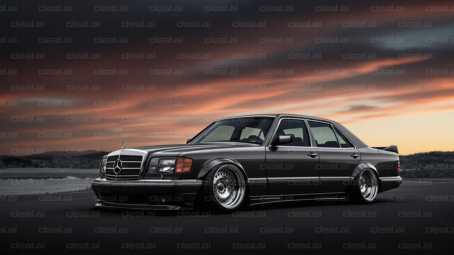 Classic Car at Sunset Sky