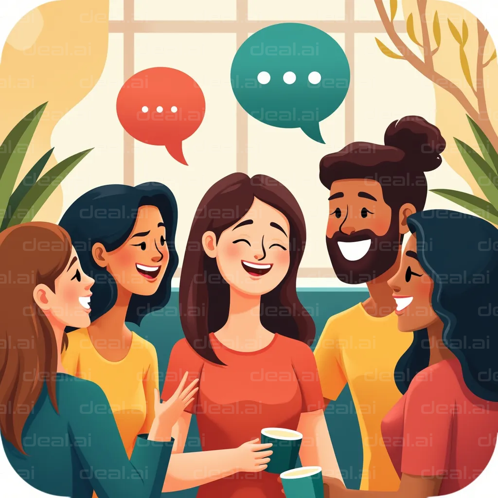 "Friends Enjoying a Lively Conversation"