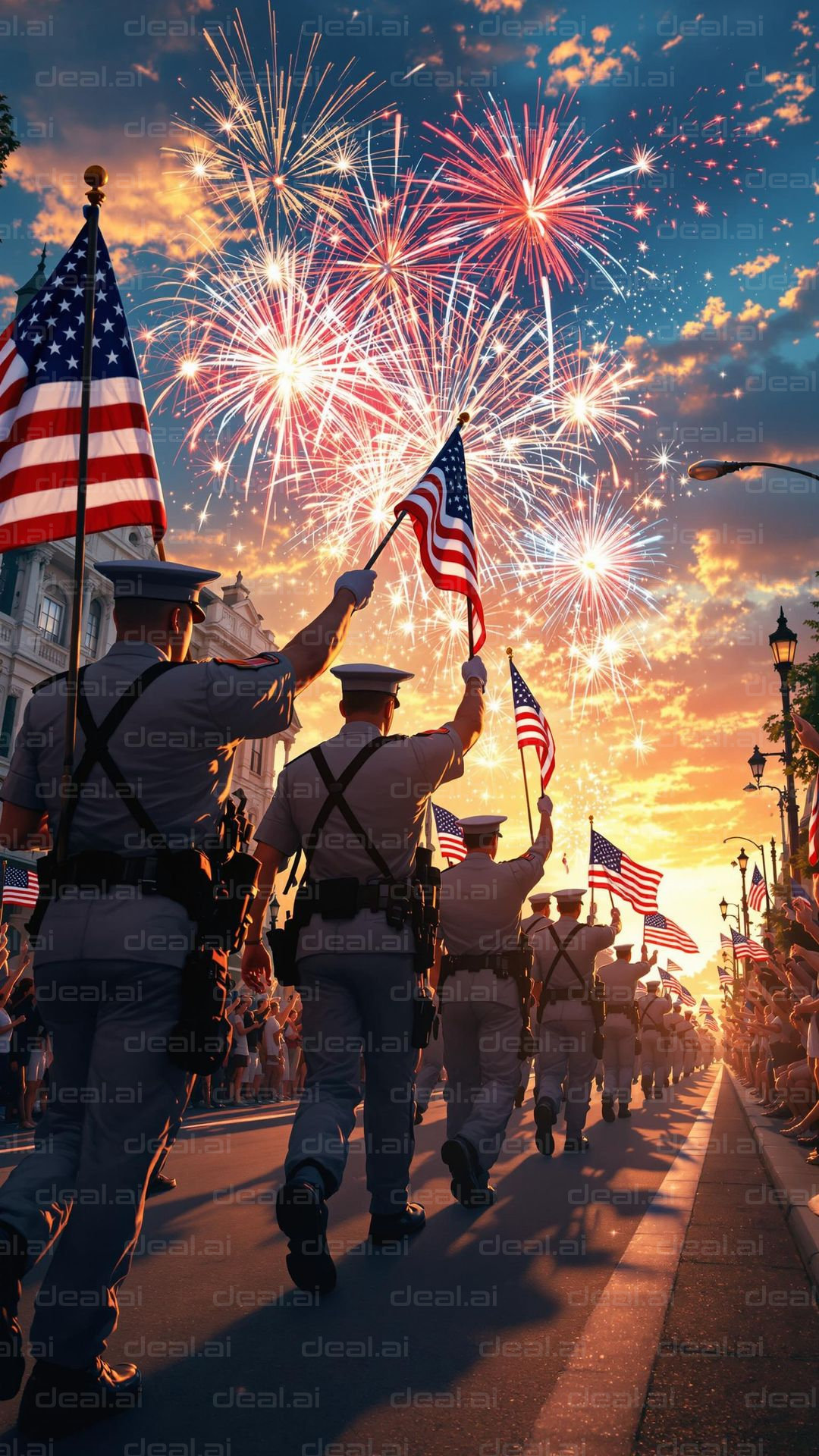 Parade Celebration with Fireworks