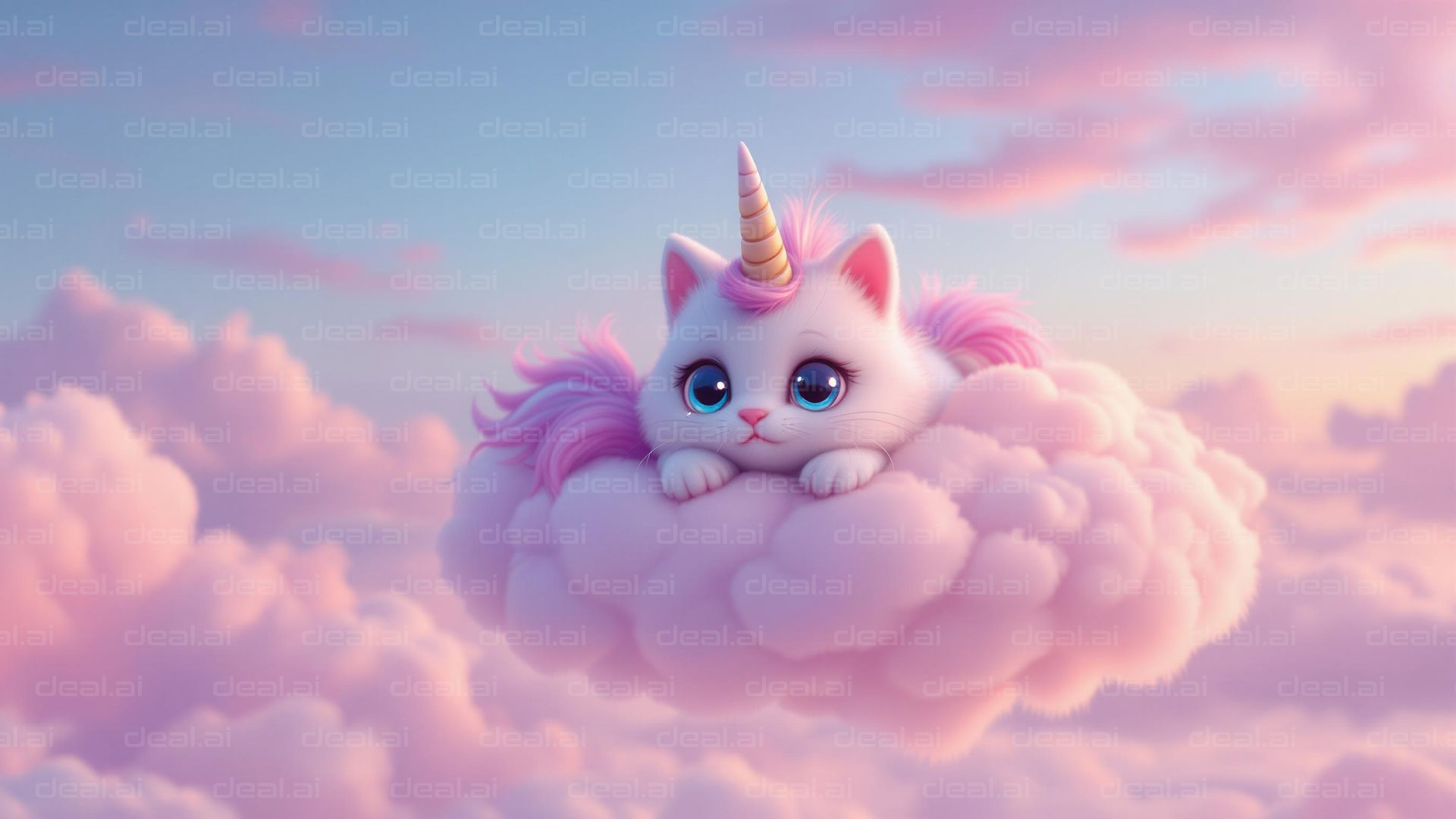 Unicorn Kitten on a Cloud Journey