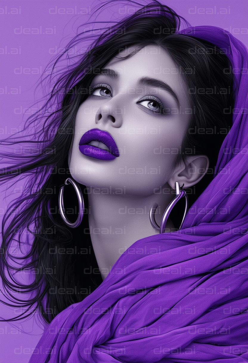 "Elegant Woman in Purple Portrait"