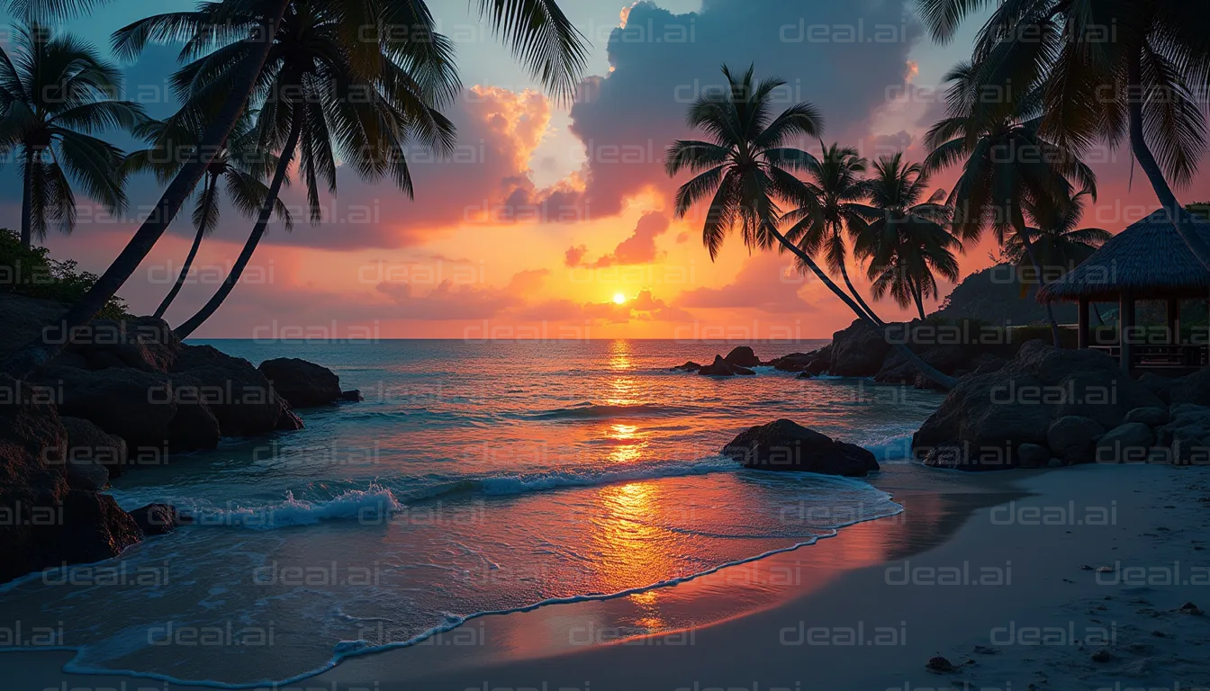 "Paradise Sunset Over Tropical Beach"