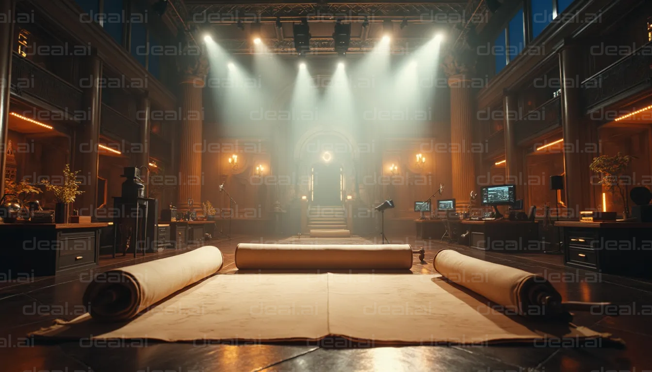 "Grand Hall with Rolled Carpets"