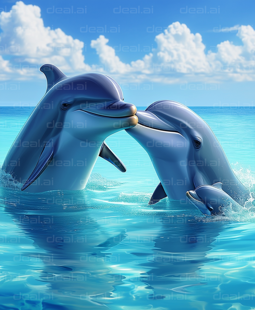 "Joyful Dolphins in Blue Waters"