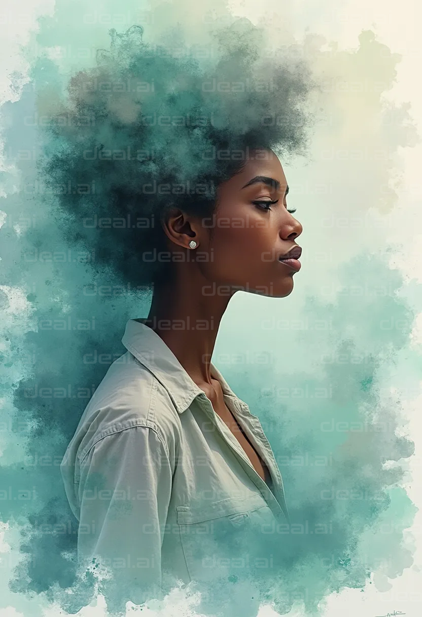 "Ethereal Portrait in Teal Hues"